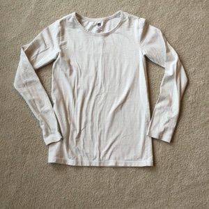EUC Tea Collection Girls silver/white striped long sleeve shirt size 10